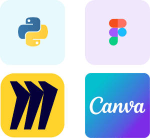 Python, Figma, Miro and Canva